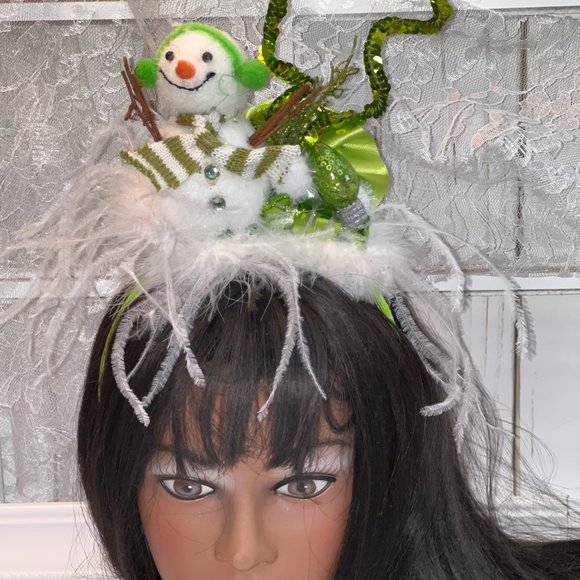 Christmas Neon Green Snowman Headband - Christmas Top hat| Tacky Christmas Party main image 16